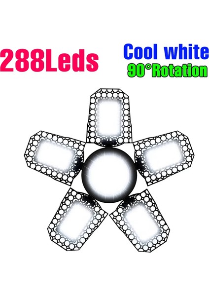 LED Garaj Lambası, 5 Ayarlanabilir Panelli Deforme Edilebilir LED Garaj Tavan Lambası, E27 LED Mağaza Lambası 3000LM 30W (Yurt Dışından)