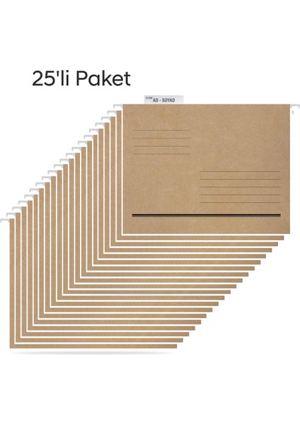 Askılı Dosya Metal Çubuklu Telli Tek Sayfa ASD2001 25 Lı Paket