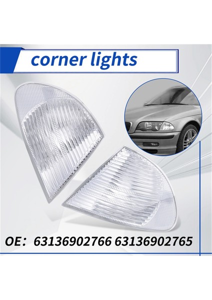 1 Çift Ön Köşe Lambası Sinyal Lambası Mercekleri Bmw 3 Serisi E46 1998-2001 63136902766 63136902765 63136902770 (Yurt Dışından)