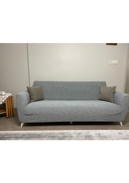 Düz Desen Jakarlı 3311 Koltuk Örtüsü.lastikli Kanepe Çekyat Örtüsü.koltuk Kılıfı Takımı. Gri