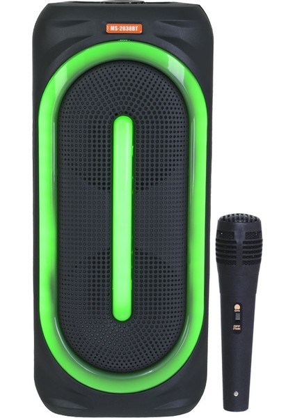 Bluetooth ve USB Girişli 2x8 Inch Şarjlı Işıklı Müzik Sistemi MS-2038 Bt
