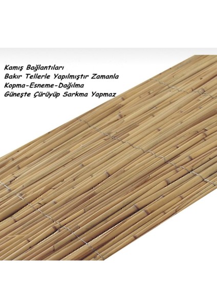 Kamış Çit Bambu Çit Hasır Doğal 1,00 x 5,00 Metre (Telli)