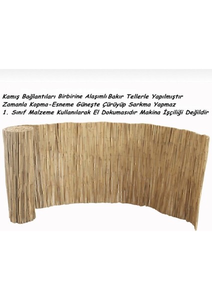Kamış Çit Bambu Çit Hasır Doğal 1,00 x 5,00 Metre (Telli)