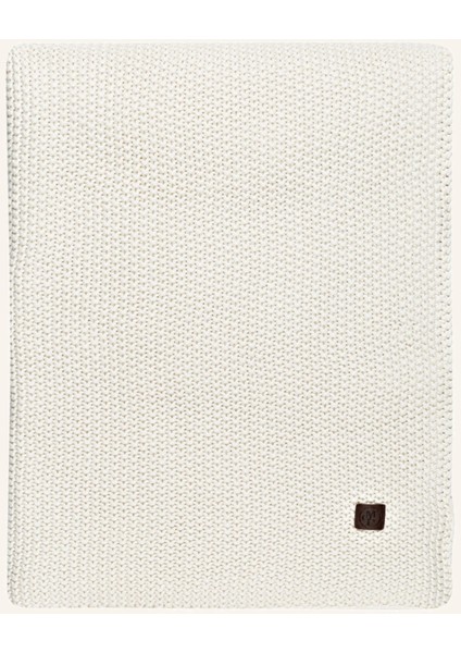 Nordic Knit Pamuk Battaniye 130X170 cm Deri Detaylı Kalın Örgü Tasarım