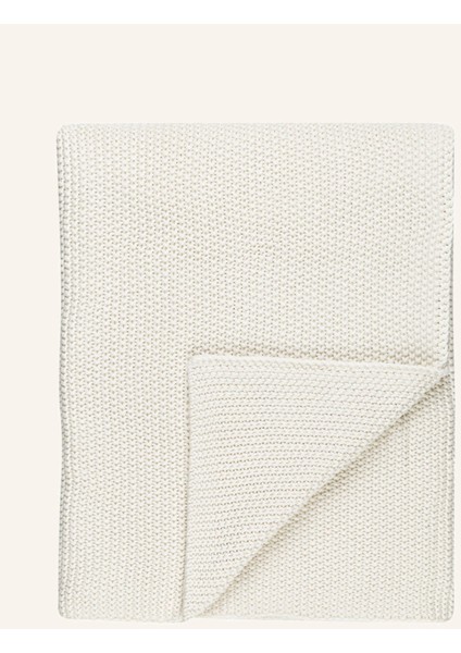 Nordic Knit Pamuk Battaniye 130X170 cm Deri Detaylı Kalın Örgü Tasarım