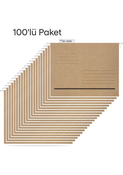 Askılı Dosya Metal Çubuklu Telli Tek Sayfa ASD2001 100 Lü Paket