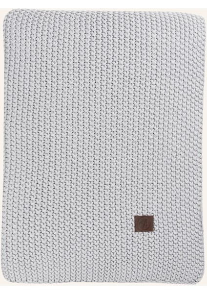 Nordic Knit Pamuk Battaniye 130X170 cm Deri Detaylı Kalın Örgü Tasarım