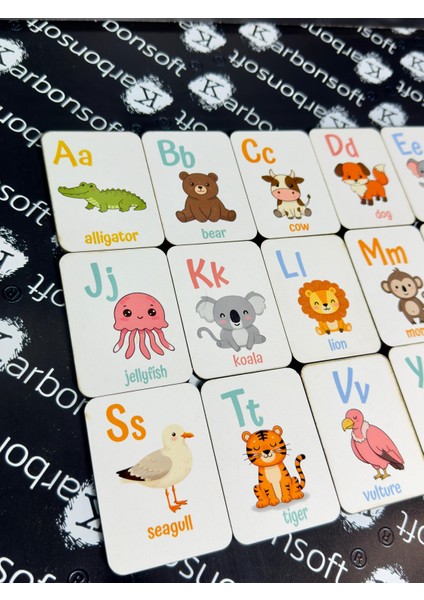 Ahşap Ingilizce Alfabe Kartları - Alfabe Ingilizce Eğitim Seti Ingilizce Öğrenme Kartları Montessori modelleri
