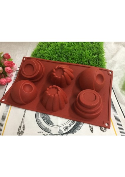Muffin 3D Figürlü 6'lı Çörek Kek & Çikolata Silikon Kalıbı