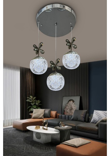 Alize Modern Sarkıt Cam 4 Top LED Avize -