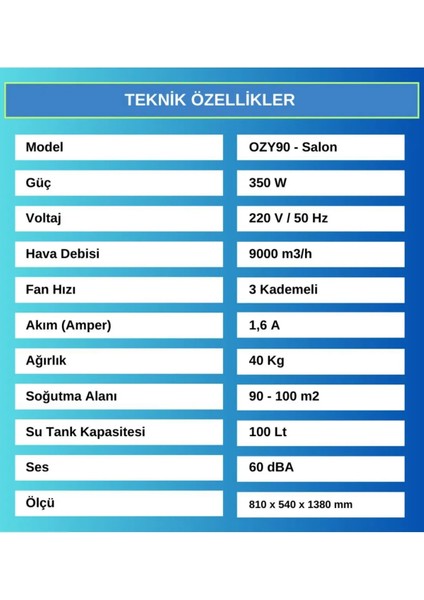 Salon 9000 M3/h Evaporatif Soğutucu Mobil Klima, Sulu Hava Soğutucu