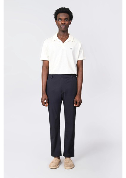 Isaora Streç Su Itici Regular Fit Normal Bel Düz Paça Chino Pantolon Erkek Pantolon ISR5126 Navy