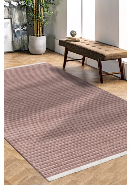 Lidya Bej/füme Pamuk Dokuma Yumuşak Halı | Kaymaz Tabanlı, Yıkanabilen Modern Tasarımlı Kilim