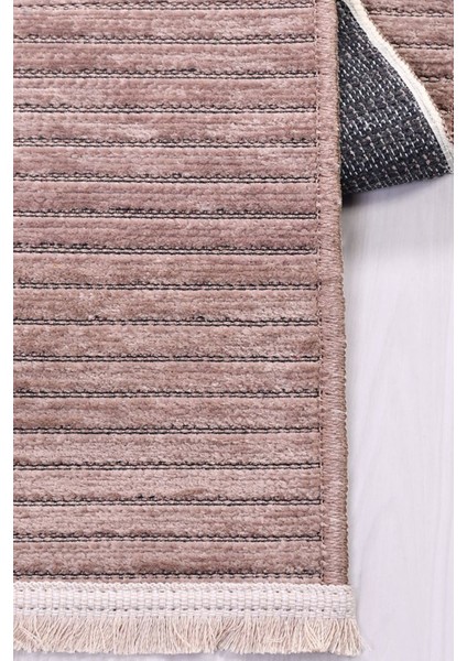 Lidya Bej/füme Pamuk Dokuma Yumuşak Halı | Kaymaz Tabanlı, Yıkanabilen Modern Tasarımlı Kilim