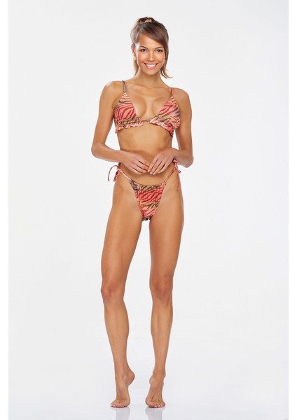 Kadın Kaplan Desenli Düğümlü Bikini Takımı 3712 fiyatları