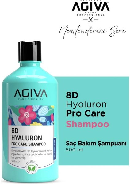 8d Hyaluron Pro Care Niacinamid Badem Yağı İçeren Bakım Şampuanı 500 ml