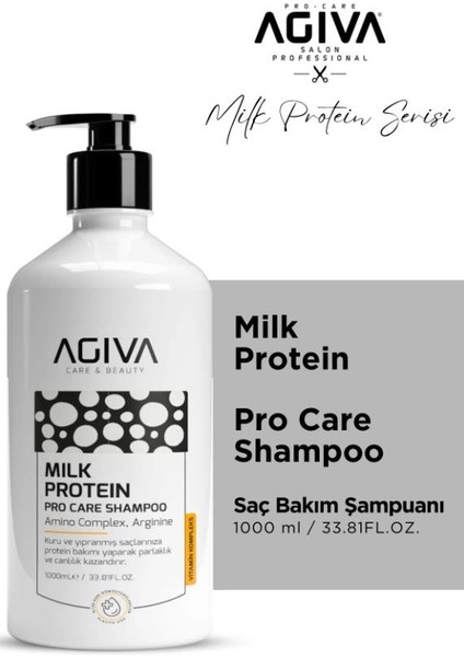 Milk Protein Amino Complex Saç Bakım Şampuanı – Kuru ve Yıpranmış Saçlar İçin 1000 ml