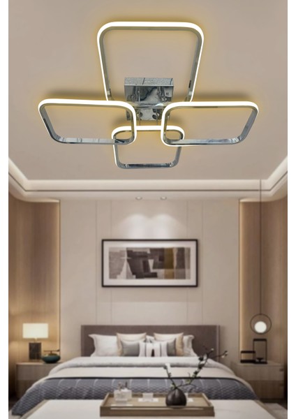 4\'lü Kare Plafonyer LED Avize -