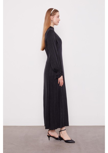 Siyah Yanları Bağlamalı Cupra Elbise modelleri