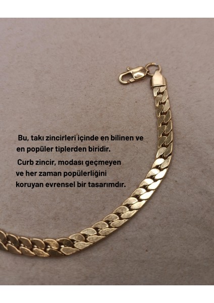 Klasik ve Zamansız Gold Renk Unisex Kaldırım (Curb) Zincir Çelik Bileklik fırsatları
