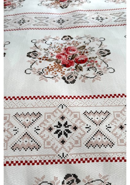 Çift Kişilik Kanaviçe Desenli Pike – Pudra | 200X240 cm | %100 Pamuk