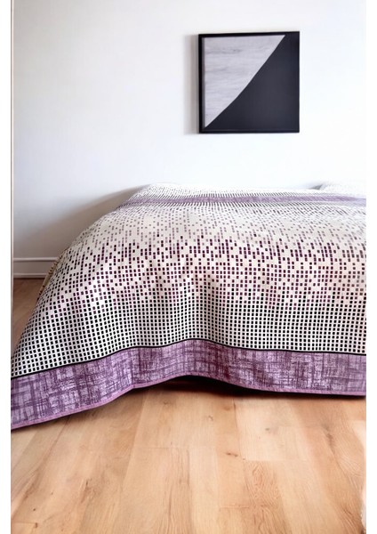 Çift Kişilik Modern Mozaik Desenli Pike – Lila | 200X240 cm | %100 Pamuk