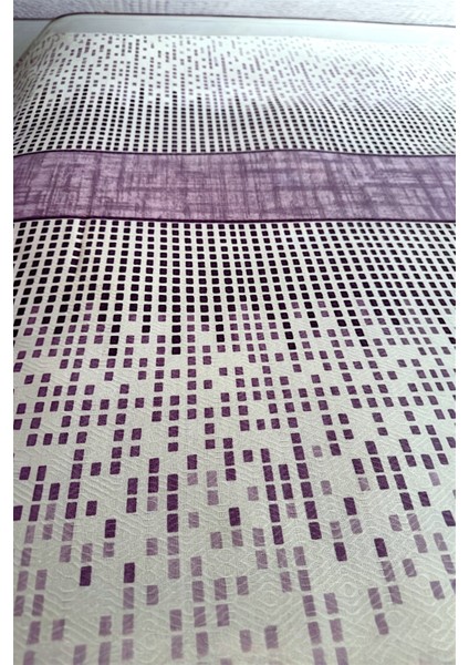 Çift Kişilik Modern Mozaik Desenli Pike – Lila | 200X240 cm | %100 Pamuk