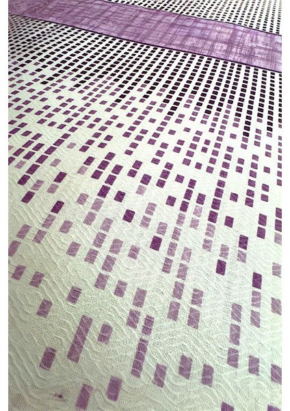 Çift Kişilik Modern Mozaik Desenli Pike – Lila | 200X240 cm | %100 Pamuk