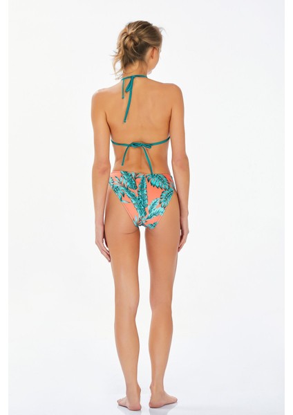 Kadın Tropik Desenli Bağlamalı Üçgen Bikini Takımı 3732 modelleri