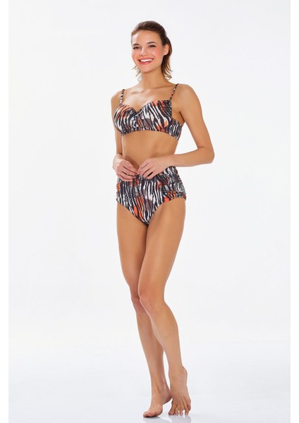 Kadın Desenli Yüksek Bel Bikini Takımı 3727