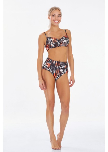 Kadın Desenli Yüksek Bel Bikini Takımı 3727 fiyatları
