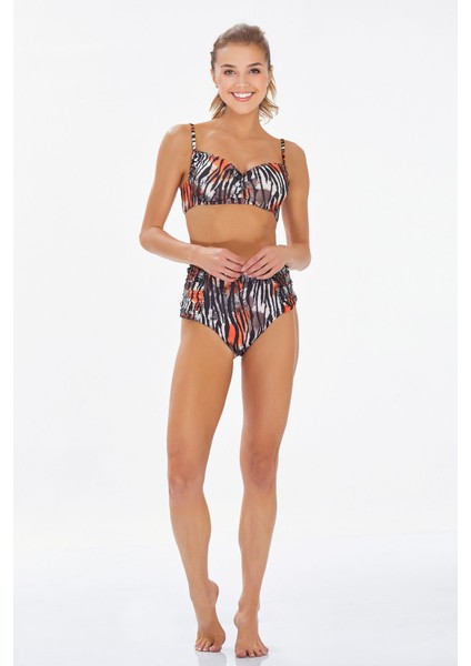 Kadın Desenli Yüksek Bel Bikini Takımı 3727 modelleri