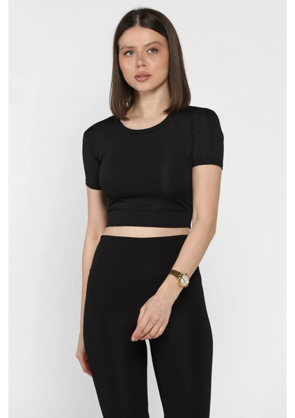 Kadın Bisiklet Yaka Likralı Crop Top Bluz P-00017184 fiyatları