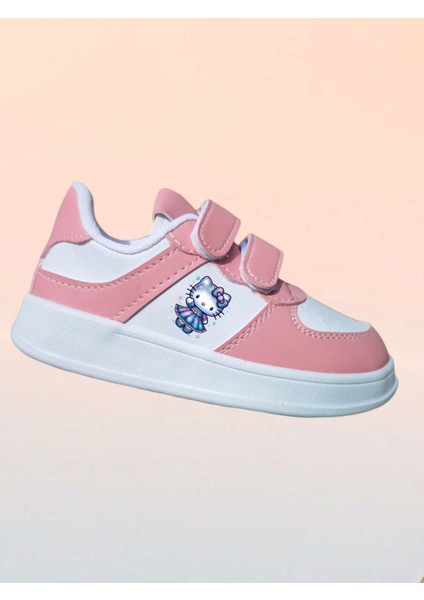 Mavi Haylo Baskılı Pembe Bantlı Çocuk Spor Ayakkabı Sneaker