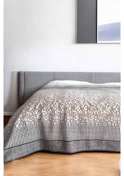 Çift Kişilik Modern Mozaik Desenli Pike – Gri | 200X240 cm | %100 Pamuk modelleri