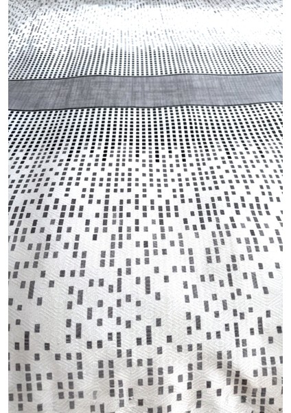 Çift Kişilik Modern Mozaik Desenli Pike – Gri | 200X240 cm | %100 Pamuk fırsatları