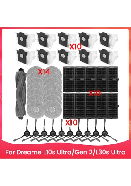 Dreame L10S Ultra Gen 2 L30S Ultra Elektrikli Süpürge Yedek Parçaları Için 45 Adet Fırça Filtre Toz Torbası ve Paspas Bezi Seti (Yurt Dışından)