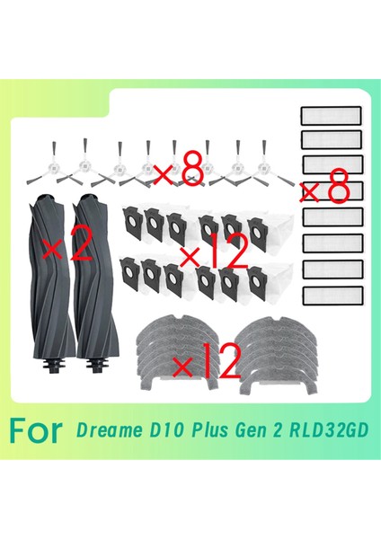 Dreame D10 Plus Gen 2 RLD32GD Süpürme Robotu Temizleyici Parçalarının Değiştirilmesi Için 42 Adet Ana Yan Fırça Paspas Filtresi (Yurt Dışından)