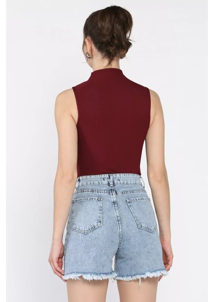 Kadın Taşlı Paça Püsküllü Jean Kot Şort P-00017020