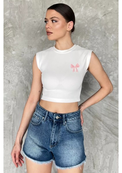 Kadın Japone Kol Fiyonklu Fitilli Crop Top Bluz P-00016999 fiyatları