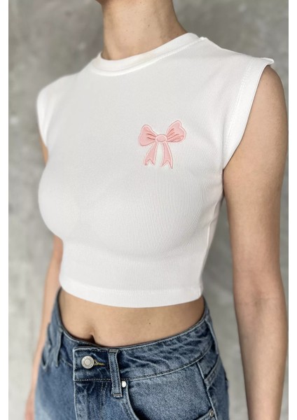 Kadın Japone Kol Fiyonklu Fitilli Crop Top Bluz P-00016999 fırsatları