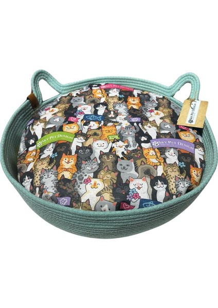 Sky Pet Desıgn Örme Kedi Köpek Yatağı 40 cm Su Yeşili