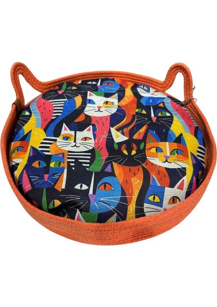 Sky Pet Desıgn Örme Kedi Köpek Yatağı 40 cm Turuncu