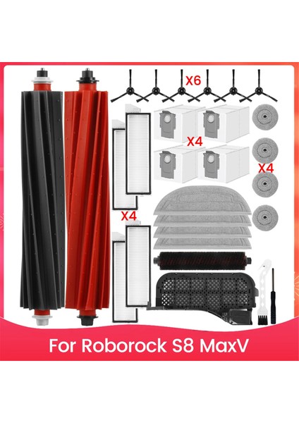 Roborock S8 Maxv Robot Süpürge Için Aksesuar Seti Ana Fırçalar Toz Torbaları Mendiller Yan Silecekler Filtreler Yan Fırçalar (Yurt Dışından)
