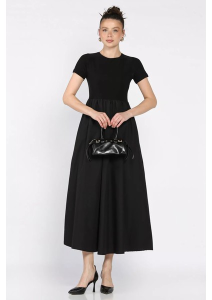 Kadın Bisiklet Yaka Garnili Kısa Kol Elbise P-00017010 fiyatları