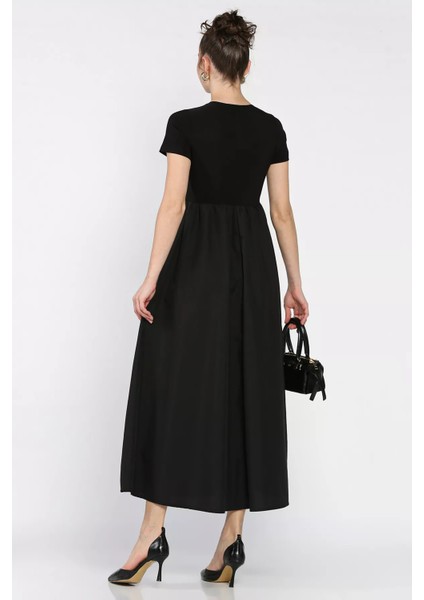 Kadın Bisiklet Yaka Garnili Kısa Kol Elbise P-00017010 modelleri