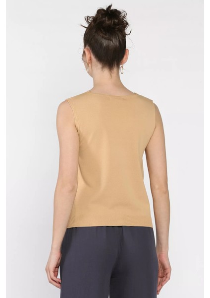 Kadın V Yaka Sıfır Kol Triko Bluz P-00017017 modelleri