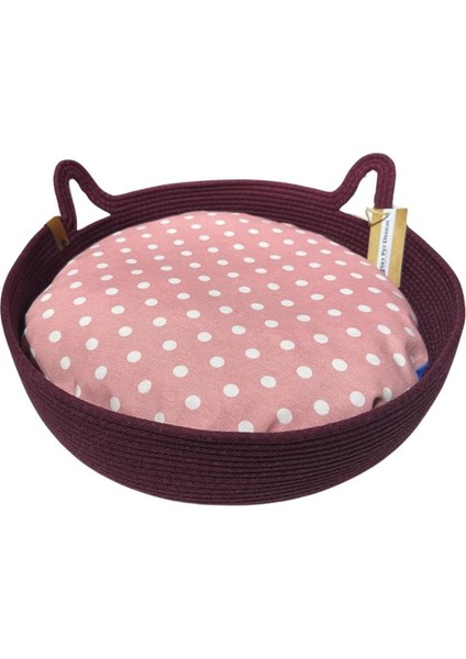 Sky Pet Desıgn Örme Kedi Köpek Yatağı 40 cm Vişne