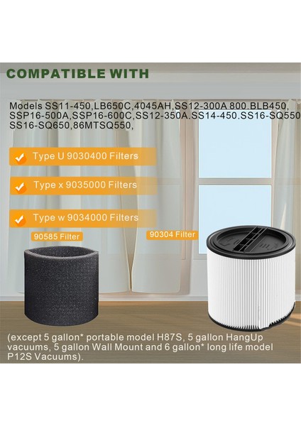 90304 Shop Vac Kartuş Filtresi 90350 Için Yedek Filtre Takımı, Çoğu 5 Galon ve Üzeri Islak Kuru Elektrikli Süpürgeye Uygundur (Yurt Dışından) indirimleri