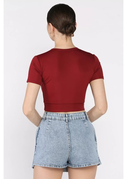 Kadın Ön Fermuarlı Modal Kumaş Crop Top Bluz P-00016944 modelleri